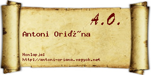 Antoni Oriána névjegykártya